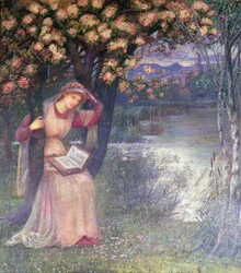 Woman Reading in a Garden